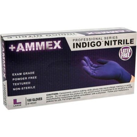 AMMEX Nitrile Exam Gloves, 3 mil Palm Thickness, Nitrile, Powder-Free, L AINPF46100